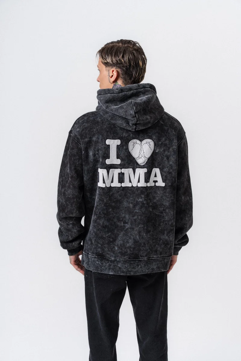 RESPIRE Men's MMA Printed Hooded Oversize Hoodie Black
