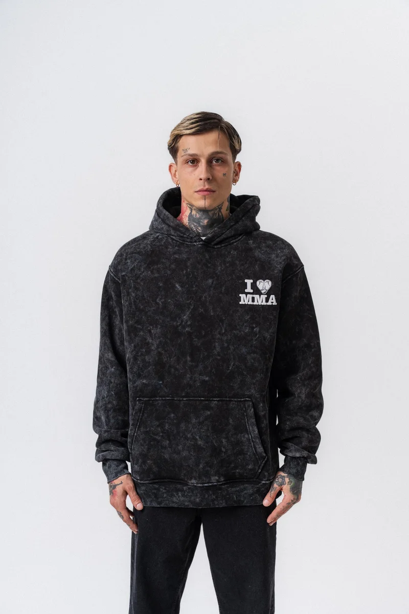 RESPIRE Men's MMA Printed Hooded Oversize Hoodie Black