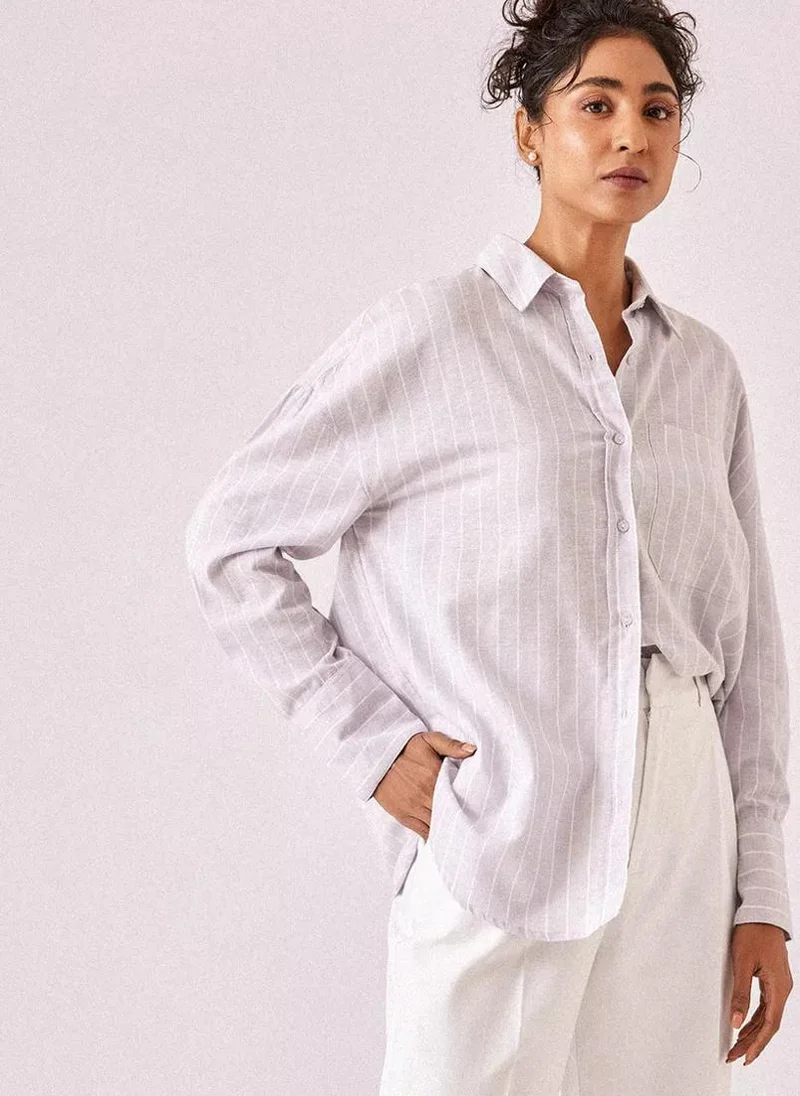 The Label Life Striped Oversized Shirt