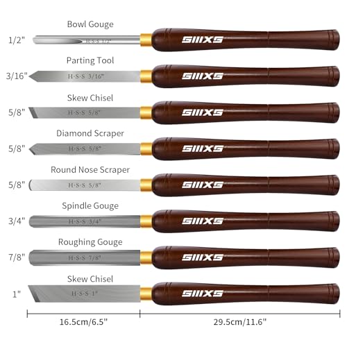 SIIIXS 8Pcs HSS Wood Turning Tools Lathe Chisel kit with Beech Handle and Wooden Box - Image 2