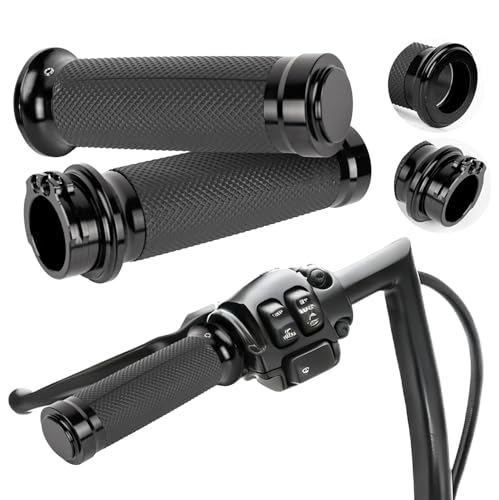 BlueStars 1 25mm Motorcycle Handlebar Grips Black Durable NonSlip Rubber Cable Throttle Fit for Sportster 883 1200 Dyna Softail Touring Models - Image 1