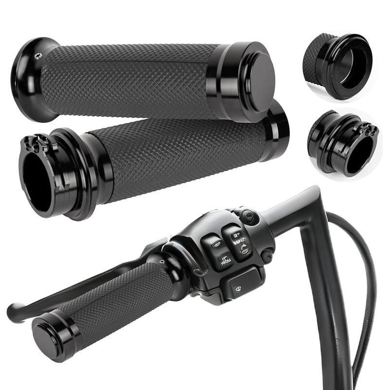BlueStars 1 25mm Motorcycle Handlebar Grips Black Durable NonSlip Rubber Cable Throttle Fit for Sportster 883 1200 Dyna Softail Touring Models - Image 2