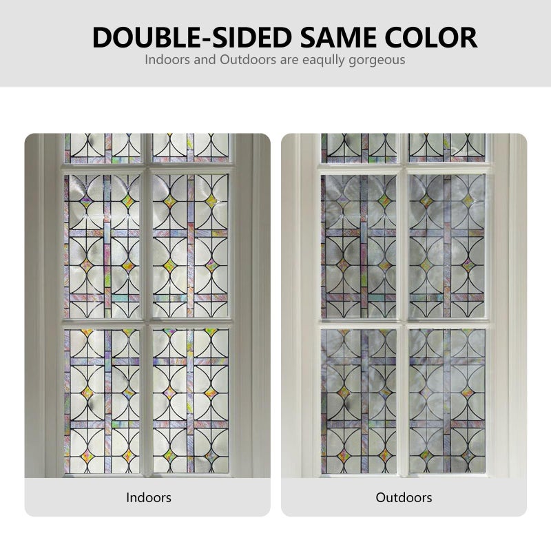ADD.HERES 3D Stained Glass Window Film, Decorative Window Privacy Film for Bathroom,Front Door,Home, Sun Blocking Heat Control,Static Cling,A Million Dreams 17.3inch x 47.2inch - Image 5