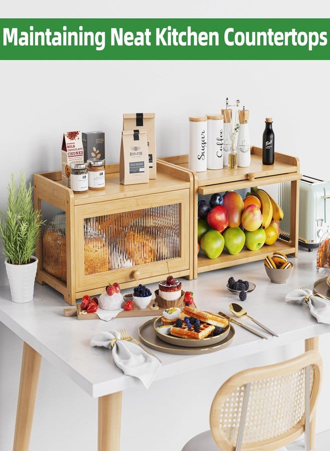 BAMBANG Extra Large Bamboo Bread Box for Kitchen Counter, Bread Storage Container Farmhouse Bread Box with 4 Sides Transparency, Wooden Breadbox Bread Bin Holder for Homemade Bread, Natural - Image 4