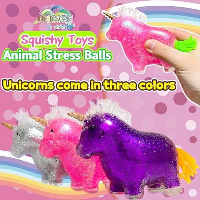Kawaite Squishy Unicorn Stress Relief Balls Squeeze Toy | Animals Stress Squish Ball for Kids Party Favors, Pink Sensory Unicorn Squishy Toys for Girls, Boys Birthday Gifts, Christmas Decorations (Pink) - Image 4