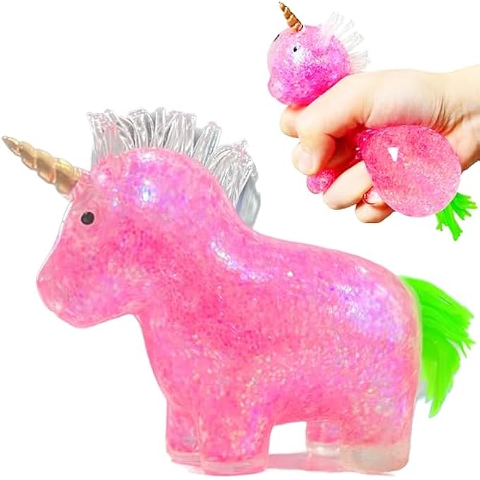 Kawaite Squishy Unicorn Stress Relief Balls Squeeze Toy | Animals Stress Squish Ball for Kids Party Favors, Pink Sensory Unicorn Squishy Toys for Girls, Boys Birthday Gifts, Christmas Decorations (Pink) - Image 1
