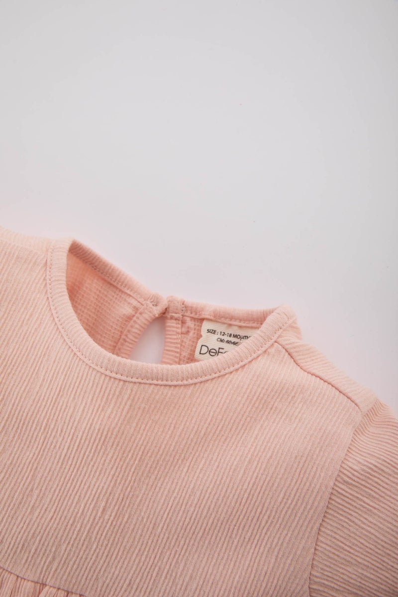 ديفاكتو فستان بيبي بناتي كم طويل قصة عادية بياقة مستديرة - Image 2