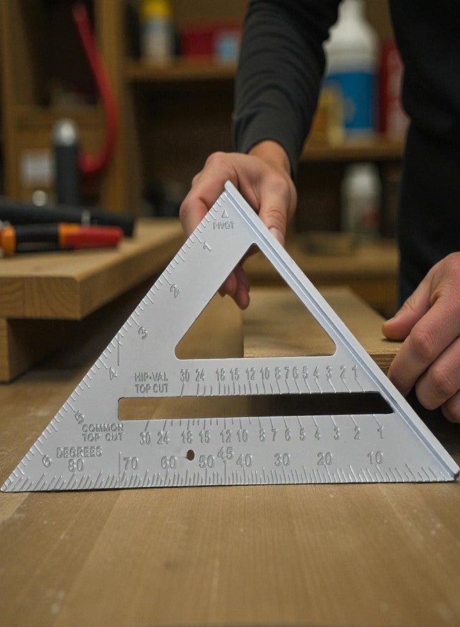 Garth Speed Square 7-Inch – Double-Sided Scale 45° & 90° Triangle Ruler Measurement with Metric Inch – Aluminum Alloy Rafter Square Tool for Carpentry, Woodwork, Industrial Construction (Pack of 1) - Image 3