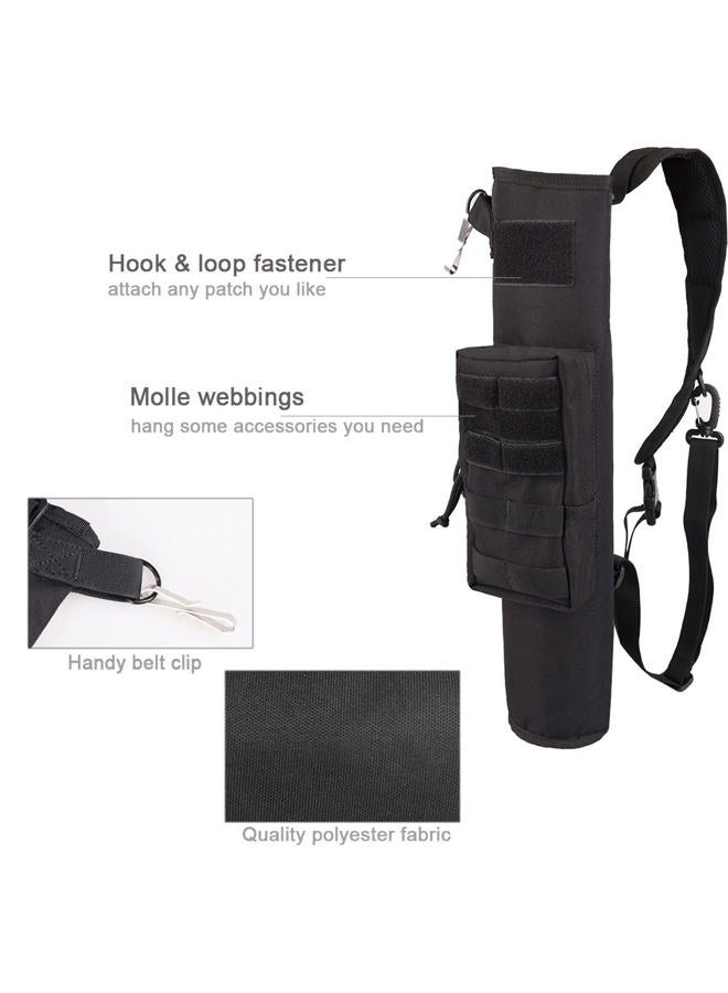 KRATARC Archery Lightweight Back Arrow Quiver Dual Use Foldable Compact Hip Arrows Bag with Molle System Pocket Hanged for Target Shooting Hunting (Black- zip pocket) - Image 2
