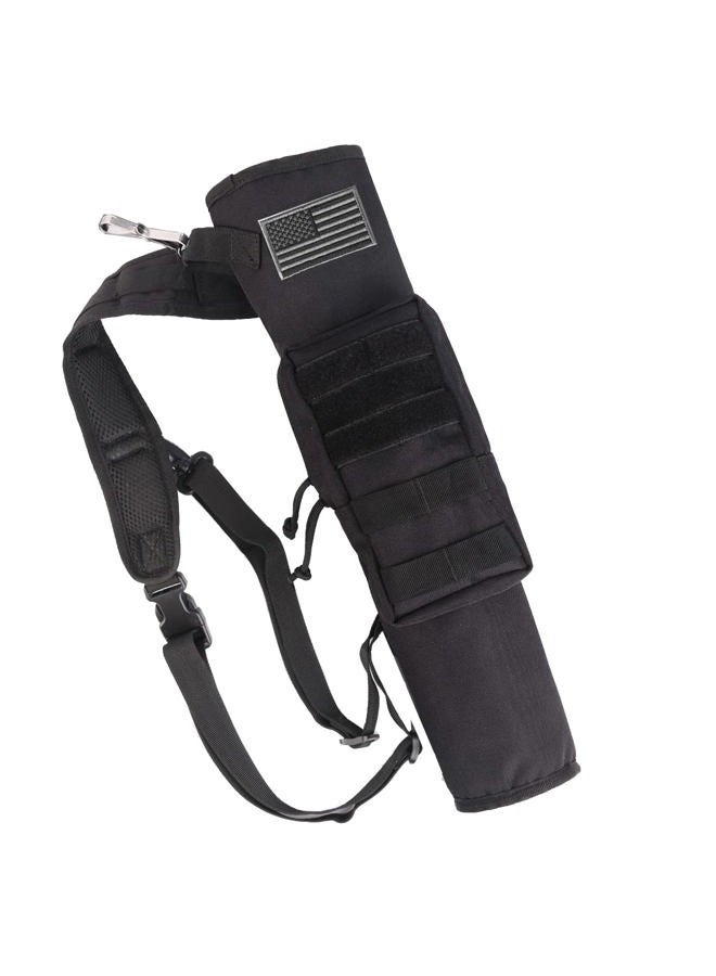 KRATARC Archery Lightweight Back Arrow Quiver Dual Use Foldable Compact Hip Arrows Bag with Molle System Pocket Hanged for Target Shooting Hunting (Black- zip pocket) - Image 1