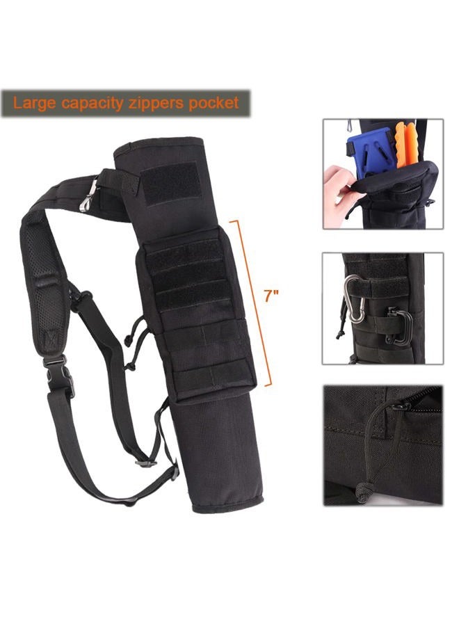 KRATARC Archery Lightweight Back Arrow Quiver Dual Use Foldable Compact Hip Arrows Bag with Molle System Pocket Hanged for Target Shooting Hunting (Black- zip pocket) - Image 3