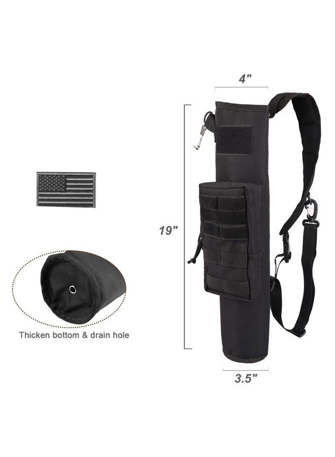KRATARC Archery Lightweight Back Arrow Quiver Dual Use Foldable Compact Hip Arrows Bag with Molle System Pocket Hanged for Target Shooting Hunting (Black- zip pocket) - Image 5