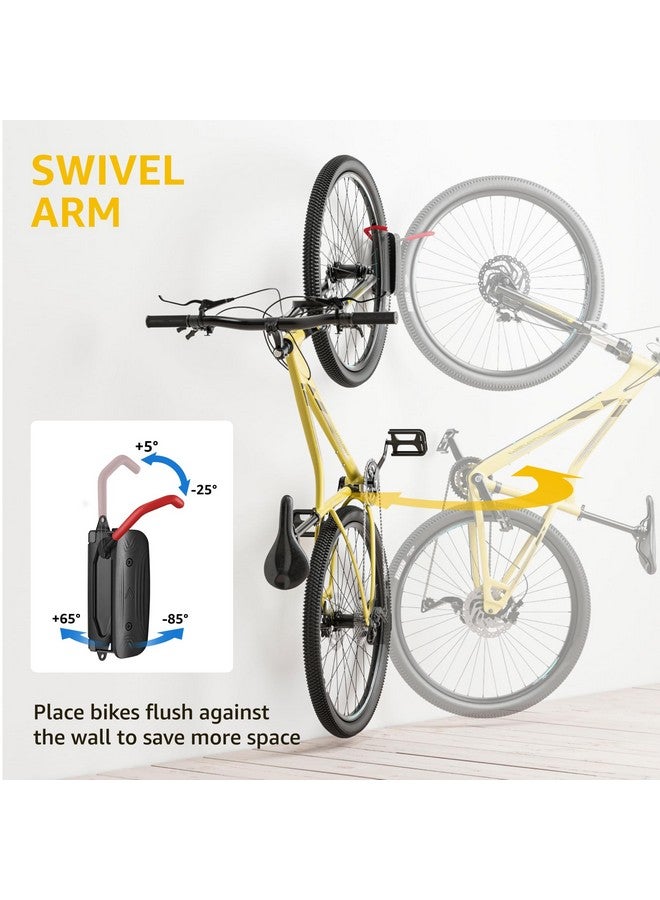monTEK Swivel Bike Wall Mount - Space-Saving Vertical Bike Rack, Heavy-Duty Garage Bike Hanger, Sturdy Storage Hook Holds Up to 66lbs, Easy to Install, Red, 4 Pack - Image 2