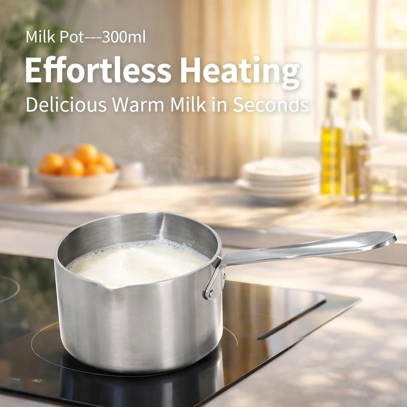 Milk Boiler Double Pot 0.5 Quart Stainless Steel Saucepan with Dual Pour Spouts - for Melting Chocolate, Butter, and Heating Milk, Mini Cooking Pan for Tiny Portions - Image 4