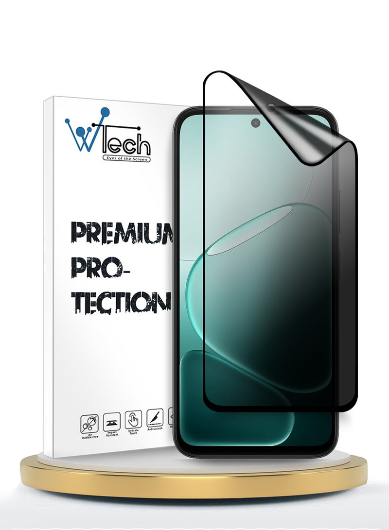 دبليو تيك واقي شاشة مرن مات كامل الغراء والتغطية لهاتف Oppo A6x 5G 2025 بريميوم من السيراميك النانو للخصوصية (MSCNMP) - شفاف/أسود - Image 1