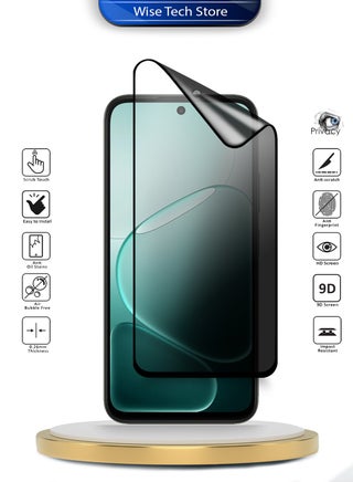 واقي شاشة مرن مات كامل الغراء والتغطية لهاتف Oppo A6x 5G 2025 بريميوم من السيراميك النانو للخصوصية (MSCNMP) - شفاف/أسود - view 2