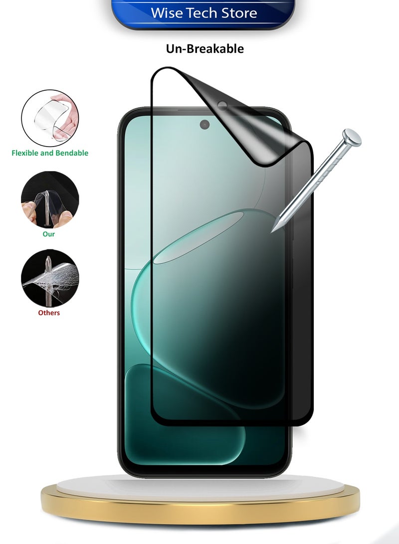 دبليو تيك واقي شاشة مرن مات كامل الغراء والتغطية لهاتف Oppo A6x 5G 2025 بريميوم من السيراميك النانو للخصوصية (MSCNMP) - شفاف/أسود - Image 3