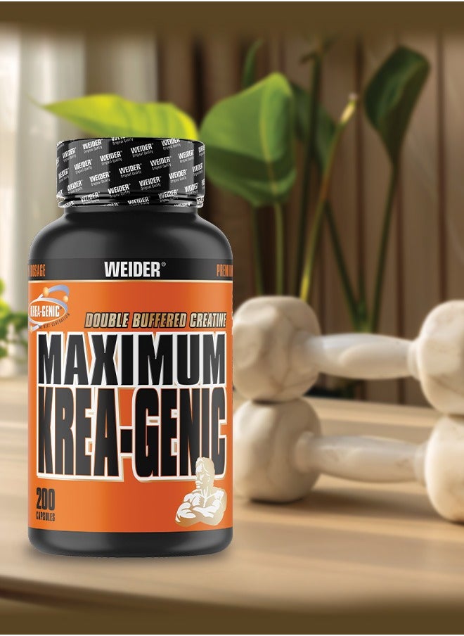 Weider - Maximum Krea-Genic 200 Capsules - Advanced Buffered Creatine for Optimal Performance - Image 1