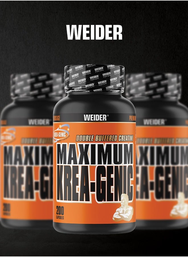 Weider - Maximum Krea-Genic 200 Capsules - Advanced Buffered Creatine for Optimal Performance - Image 1