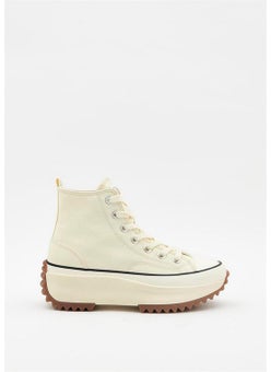 Hush Puppies Thick Sole Hi High Top Women's 033Z100936 Beige Linen Sports Shoes V3  - Image 1