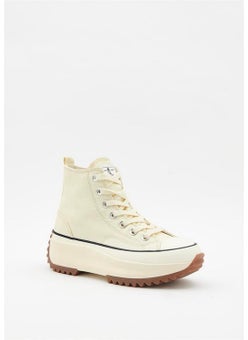 Hush Puppies Thick Sole Hi High Top Women's 033Z100936 Beige Linen Sports Shoes V3  - Image 2
