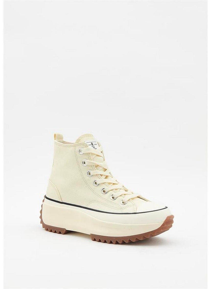 Hush Puppies - Thick Sole Hi High Top Women's 033Z100936 Beige Linen Sports Shoes V3 - Image 1