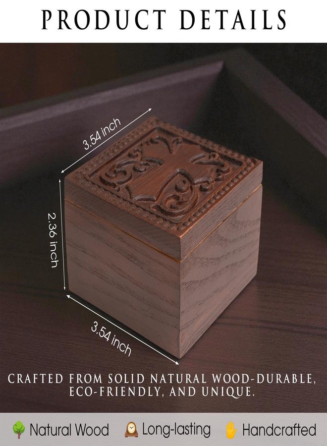 KATINAT Hand-Carved Wooden Cross Keepsake Box – Christian Prayer Box, Rosary Holder & Religious Jewelry Box, Catholic Gift for Women & Men, Baptism, Confirmation, Memorial & Sympathy Gift - Image 2