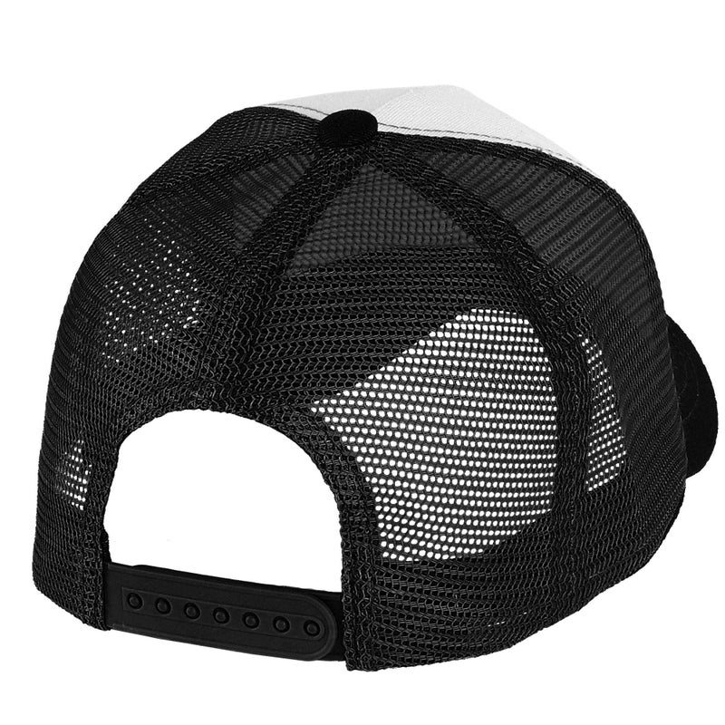 Falari 5-Panel Mesh Baseball Cap, Trucker Hat, Structured Plain Design, Cotton, Adjustable Size - Black - Image 5