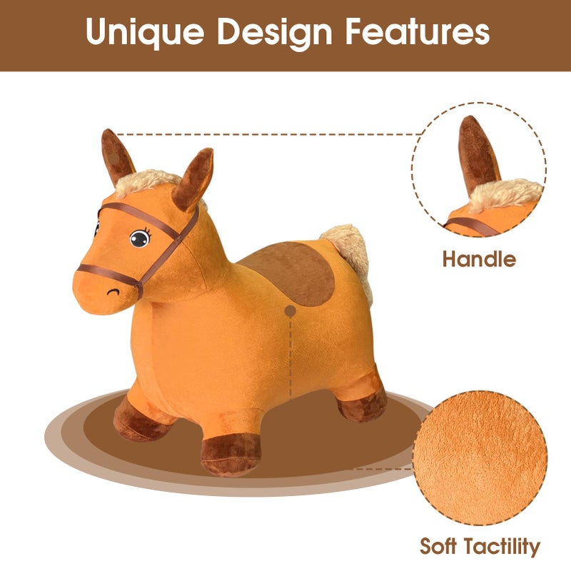 Hot Max HotMax Brown Hopping Horse Toy Removable Inflatable Plush Bouncy Horse for Toddlers Outdoor Ride on Bouncy Farm Animals Birthday Gift for 18 Months 2 3 4 Year Old Boy or Girl - Image 5