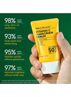 Vibrant Glamour Vitamin C Sunscreen Serum 30g, Spot Proof Anti Light Damage Sunscreen, Whitening Waterproof VC Sunscreen, SPF50+ PA+++  - Image 5