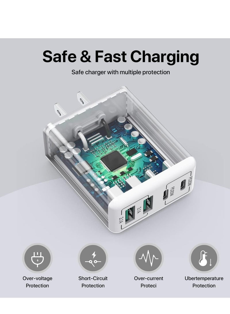 general USB C Wall Charger, 40W 4-Port USB C Charger Block, Fast Charging Block Dual Port PD+QC Wall Plug Multiport Type C Compatible with iPhone 14/13/Pro Max/XS/XR/8/7/Samsung Phone, Tablet - Image 5