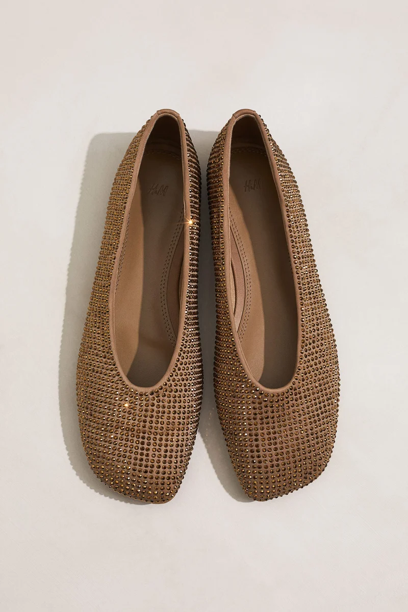 H&M Rhinestone-embellished ballet pumps
