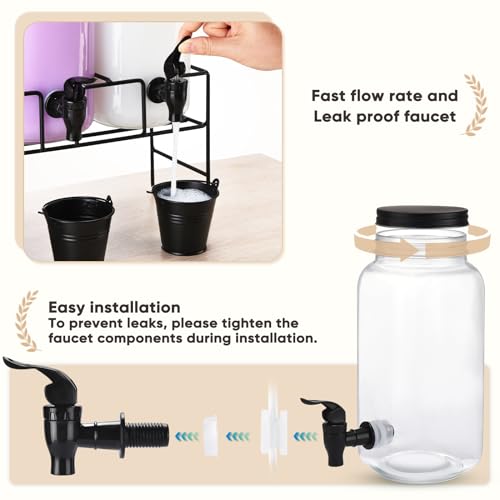 GADFISH Liquid Laundry Detergent Dispenser, Three 2.2L Laundry Detergent Dispenser Glass Jar for Liquid Detergent, Fabric Softener- Laundry Soap Dispenser for Laundry Room Organization - Image 3