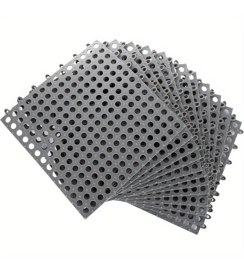Gray 15 Pack Interlocking PVC Floor Tiles With Drain Holes Non Slip Shower Mat Easy Assembly - Image 3