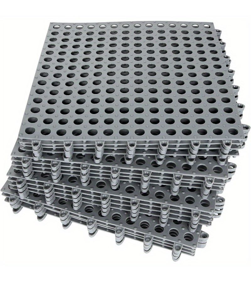 Gray 15 Pack Interlocking PVC Floor Tiles With Drain Holes Non Slip Shower Mat Easy Assembly - Image 4