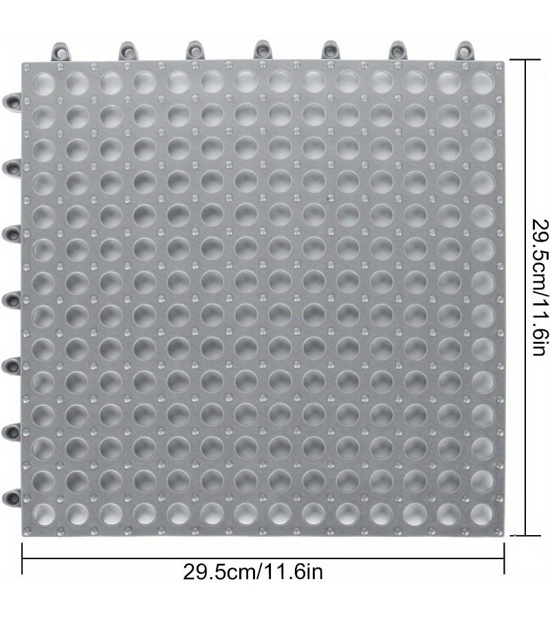 Gray 15 Pack Interlocking PVC Floor Tiles With Drain Holes Non Slip Shower Mat Easy Assembly - Image 5