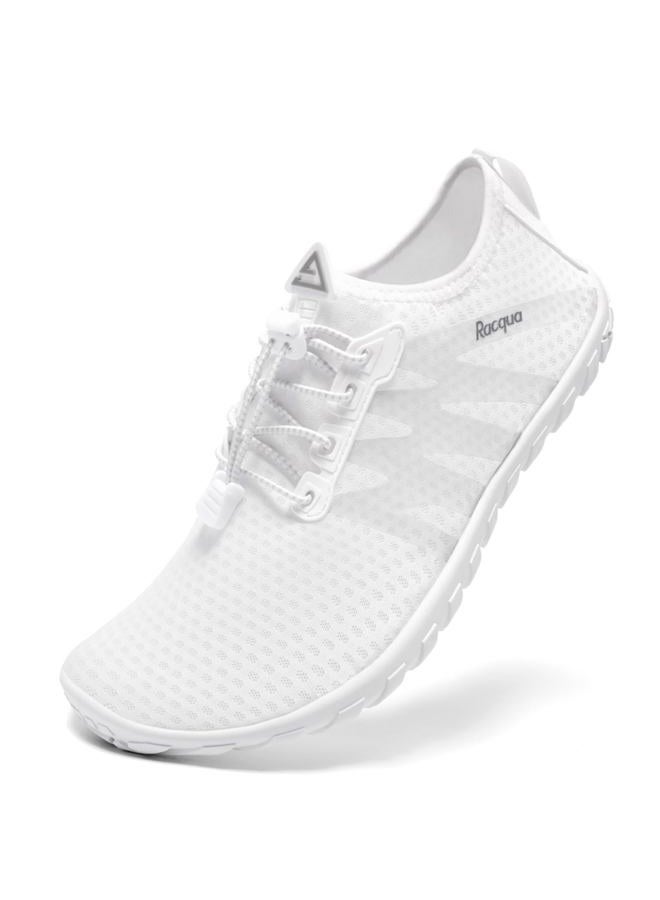 Racqua Water Shoes Womens Mens Quick Dry Barefoot Shoes Swim Lightweight Surf Beach Pool Aqua Shoes, Hd1307-white, 10 Women/9 Men - Image 1