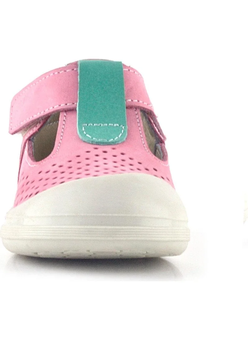 راكربلاس Shaun Genuine Leather Pink Green Velcro Anatomical Baby Sandals