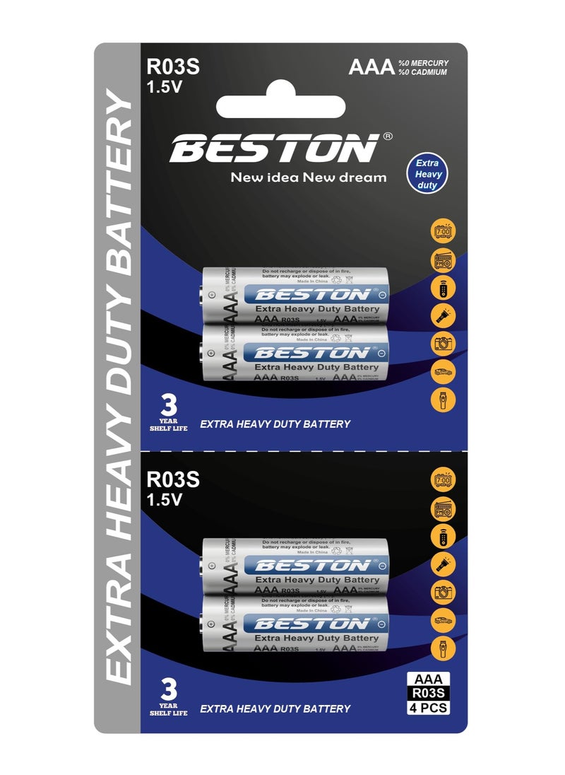 BESTON BESTON Extra R03S AAA BP4 Heavy Duty Zinc Carbon Remote Batteries  - Image 1