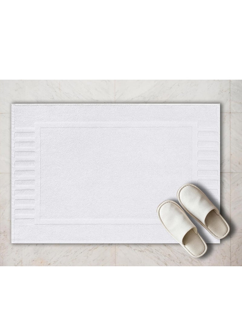 White Classic White Classic Luxury Bath Mat Floor Towel Set - Absorbent Cotton Hotel Spa Shower/Bathtub Mats [Not a Bathroom Rug] 22"x34" | 2 Pack | White  - Image 3