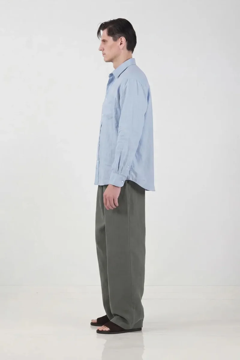 Giesto Baby Blue GIESTO Men's Oversized Linen Blend Shirt for Men | Best Price UAE