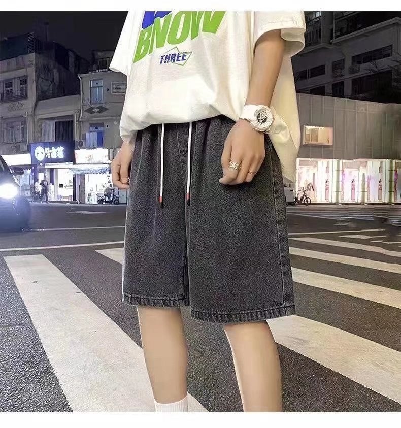 Mens Summer Loose Denim Shorts Casual Workwear Gray  - Image 1