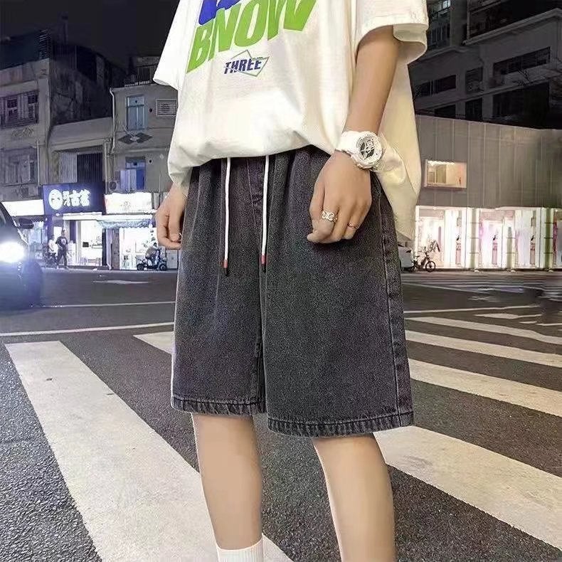 Mens Summer Loose Denim Shorts Casual Workwear Gray  - Image 5