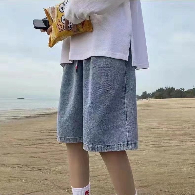 Mens Summer Loose Denim Shorts Casual Workwear Gray  - Image 2
