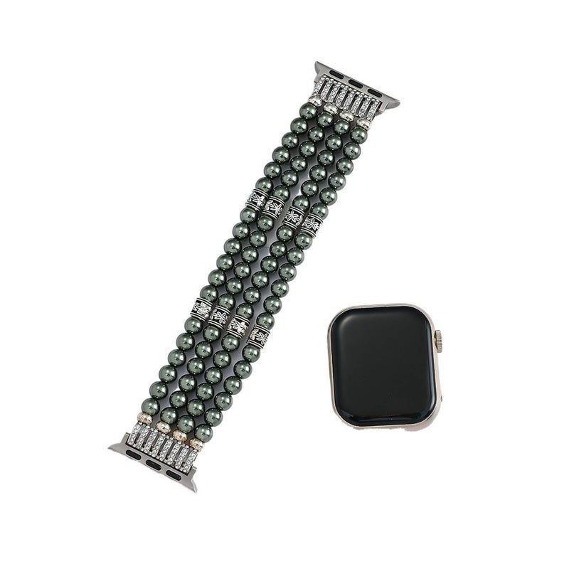 Black Resin Bracelet Strap Smartwatch Band Compatible with Apple Watch with Adjustable Fit Replacement Strap for Daily Wear - Image 1