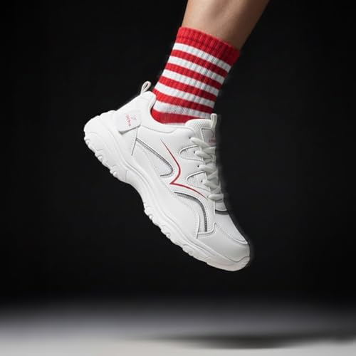 YOHO Tempo Chunky Sneakers for Women | Stylish, Lightweight, Casual, Shock Aborbing Sports Shoes for Woman/Girls | Walking, Running, Gym & Everyday Use -0900 | Red Mist - UK 4 - Image 2