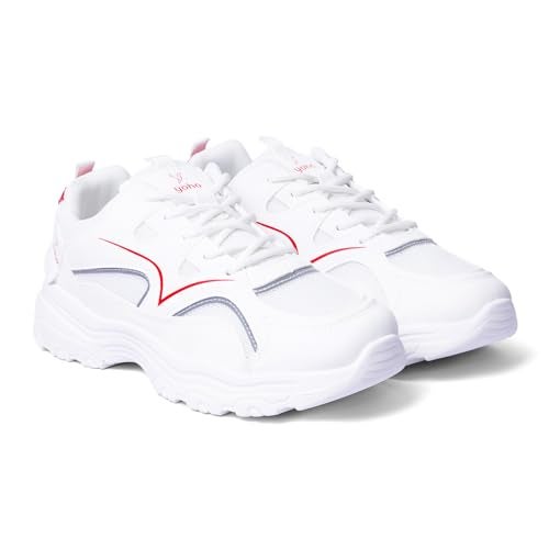 YOHO Tempo Chunky Sneakers for Women | Stylish, Lightweight, Casual, Shock Aborbing Sports Shoes for Woman/Girls | Walking, Running, Gym & Everyday Use -0900 | Red Mist - UK 4 - Image 1