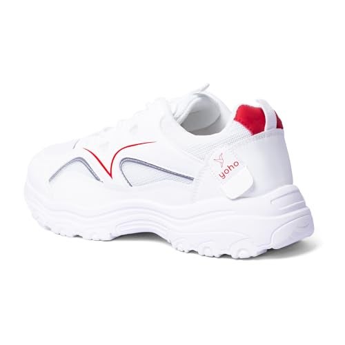 YOHO Tempo Chunky Sneakers for Women | Stylish, Lightweight, Casual, Shock Aborbing Sports Shoes for Woman/Girls | Walking, Running, Gym & Everyday Use -0900 | Red Mist - UK 4 - Image 4