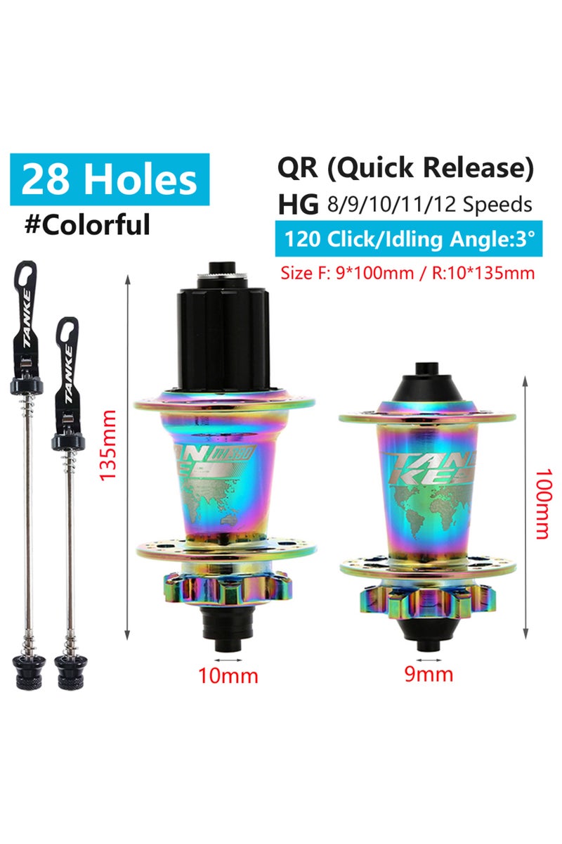 28H Colorful QR TANKE 120 Click Hub 6 Bearing MTB Mountain Bike Hub Front Rear Thru HG 28 32 36 Hole