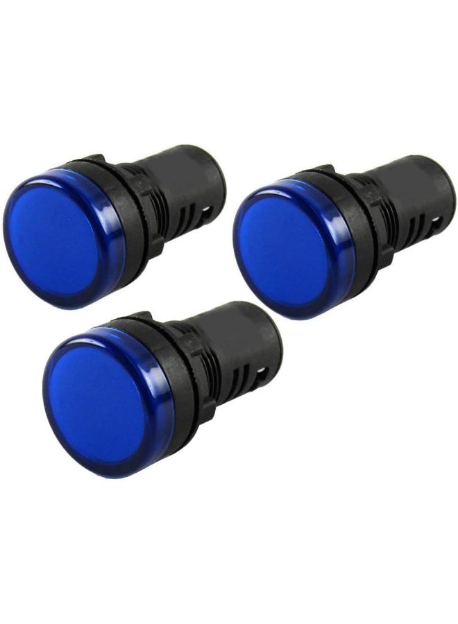 Royal Apex Led Pilot Panel Indicator Lamp Led Voltage Indication Panel Light Warning Light Pack Of 3 Blue